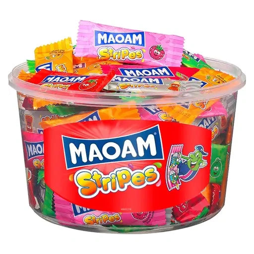 MAOAM Stripes – 100 Kaubonbon-Streifen in der Dose – Süßigkeiten Shop