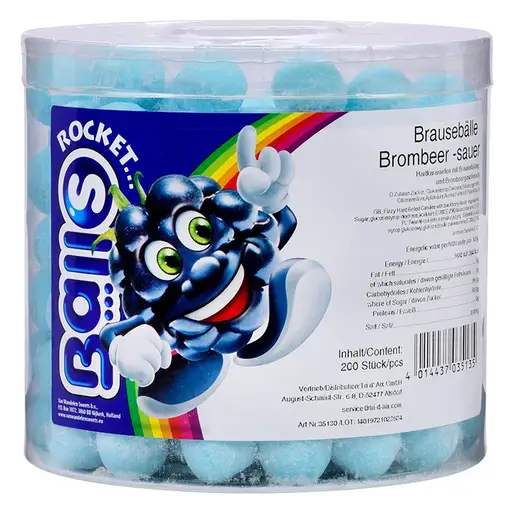 Rocket Balls Brausebälle Brombeer 200 Stück in der Dose