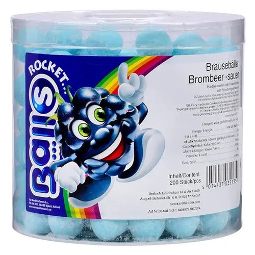 Rocket Balls Brausebälle Brombeer 200 Stück in der Dose