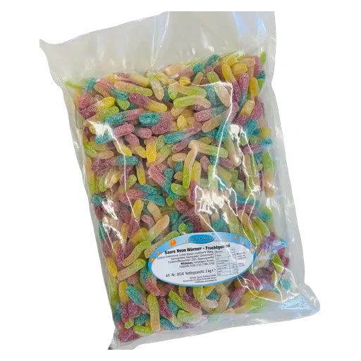 COOLCANDY Saure Neon Würmer - Fruchtgummi 3kg im Beutel