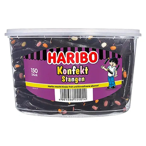 Haribo Konfekt Stangen 150 Stück in der Dose