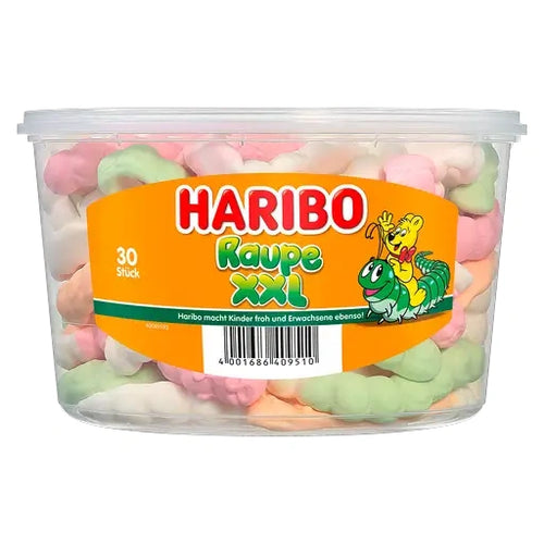 Haribo Raupe XXL 30 Stück in der Dose
