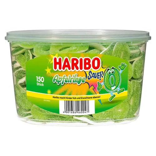 Haribo Saure Apfelringe 150 Stück in der Dose