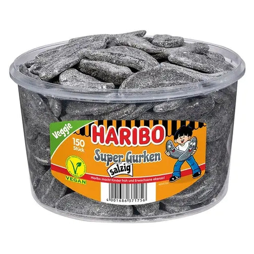 Haribo Super Gurken salzig 150 Stück in der Dose