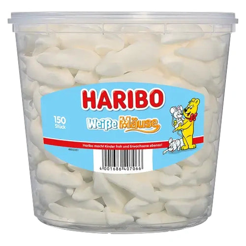 Haribo Weisse Mäuse 150 Stück in der Dose