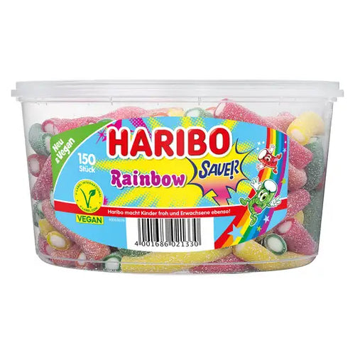 Haribo Süssware Fruchtgummi-Konfekt Rainbow Sauer 1 RD 150 ST / 1200g in der Dose - Produktbild