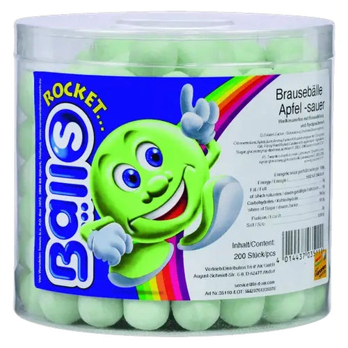 Rocket Balls Brausebälle Apfel 200 Stück in der Dose