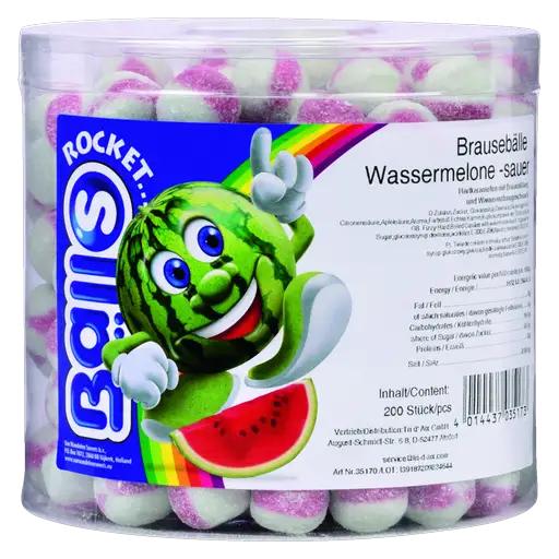 Rocket Balls Brausebälle Wassermelone 200 Stück in der Dose