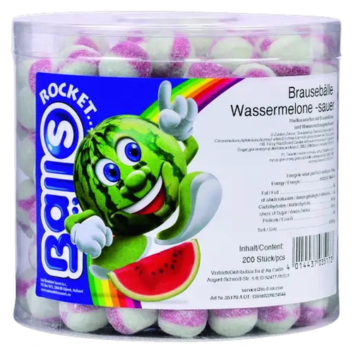 Rocket Balls Brausebälle Wassermelone 200 Stück in der Dose