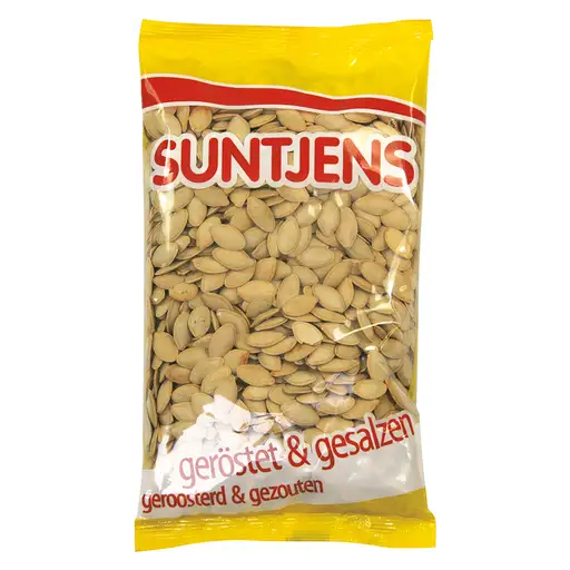 Suntjens<br> Kürbiskerne geröstet & gesalzen<br> 200g im Beutel<br>