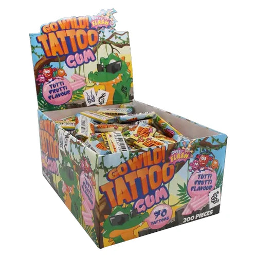 Sweet Flash Go Wild! Tattoo Gum 200 Stück im Karton