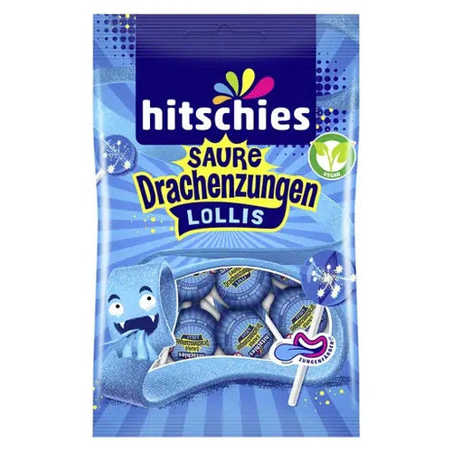 hitschies Saure Drachenzungen Lollis blau 128g im Beutel