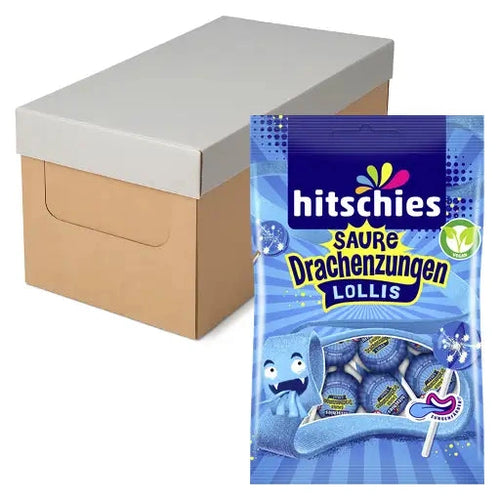 hitschies Saure Drachenzungen Lollis blau 12x128g im Karton