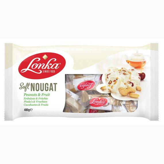 Lonka<br> Soft Nougat Erdnüsse & Früchte<br> 400g im Beutel<br>
