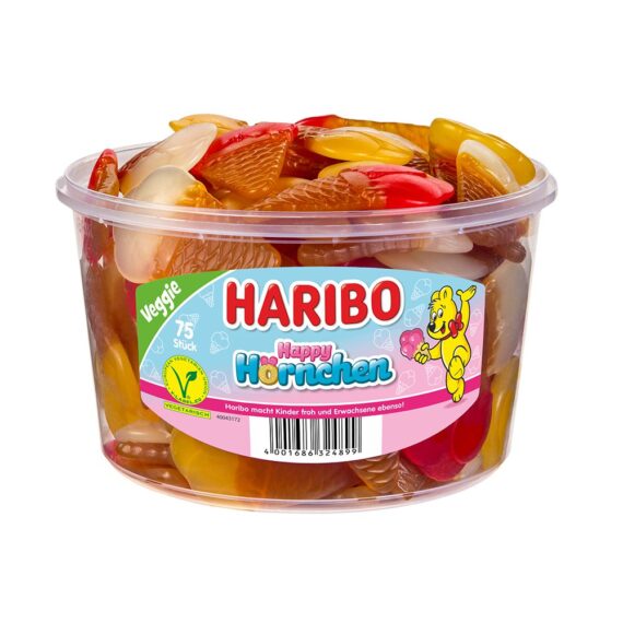 Haribo<br> Happy Hörnchen<br> 75 Stück in der Dose<br>