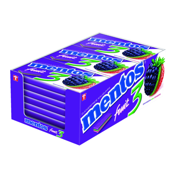 Mentos<br>  3 Gum Brombeere/Kiwi/Erdbeere<br>  12 Stück im Karton<br>