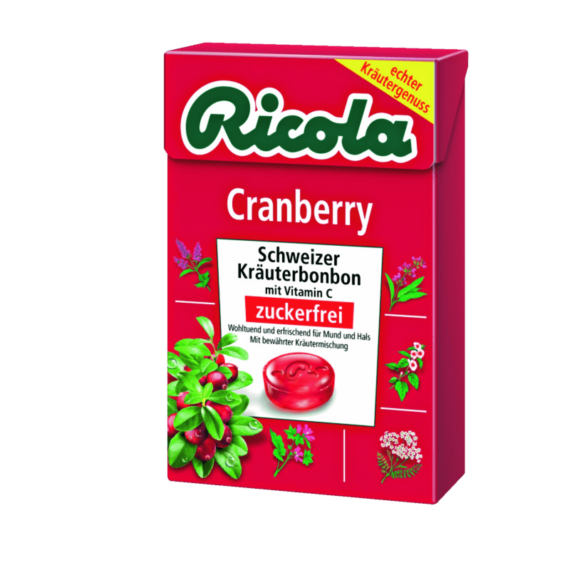 Ricola<br>  Cranberry zuckerfrei<br>  20x50g im Karton<br>