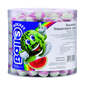 Rocket Balls<br> Brausebälle Wassermelone<br> 200 Stück in der Dose<br>