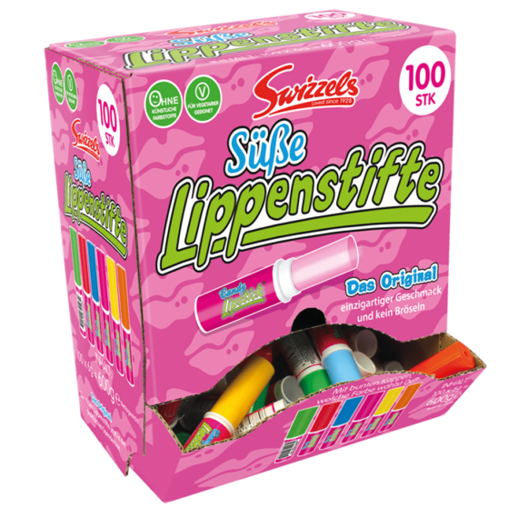 Swizzels<br> Candy Lipstick Fizzers<br> 100 Stück in der Dose<br>