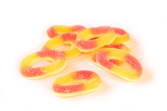 COOLCANDY<br> Saure Pfirsichringe - Fruchtgummi<br> 2kg im Beutel<br>